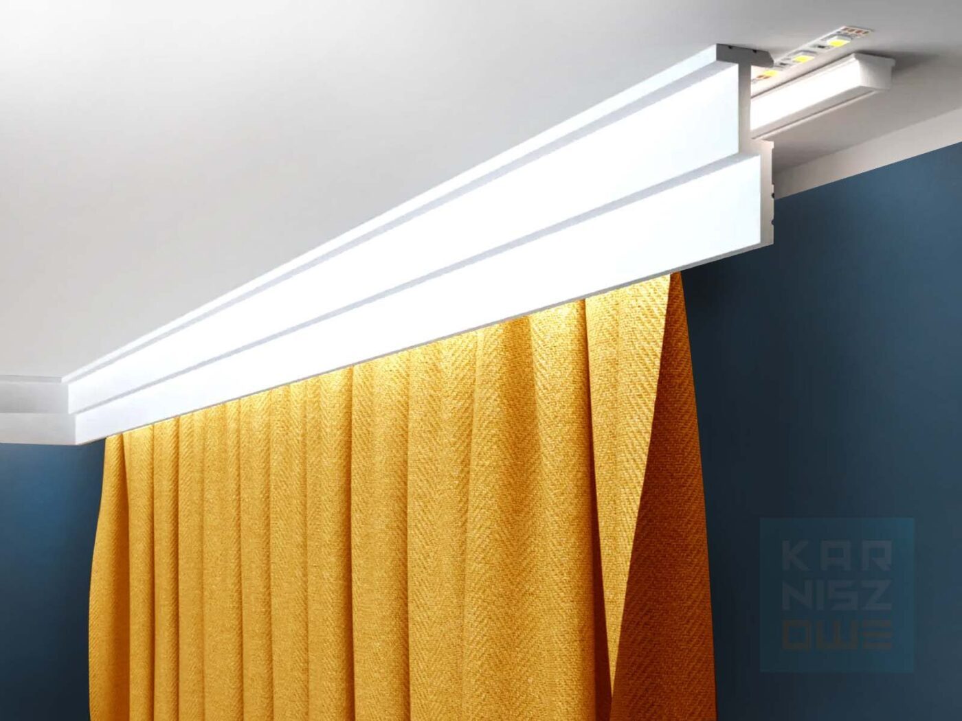 Maskownica karnisza Mardom Decor QL024 zamontowana przy suficie