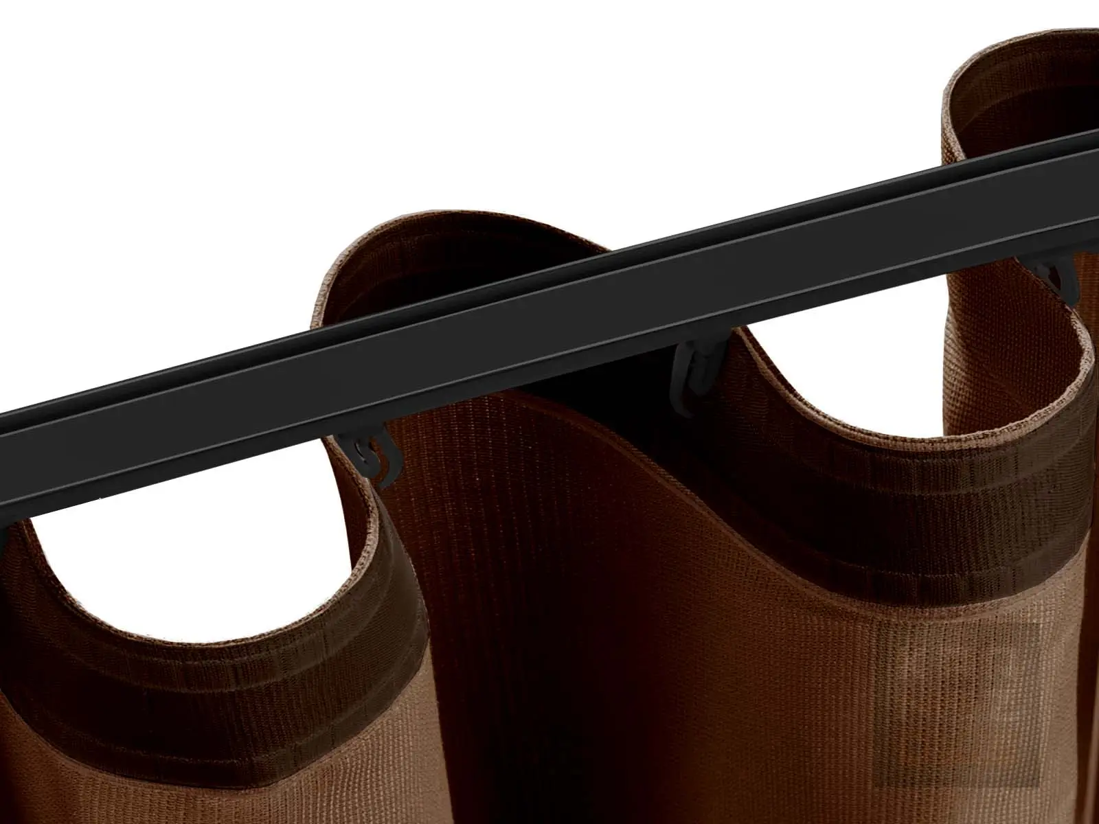 Czarny karnisz ZD Wave 8 cm z regularnie ułożoną zasłoną